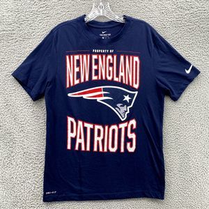 Nike Tee Shirt Adult Medium Blue Short Sleeve NFL New England Patriots Logo Mens